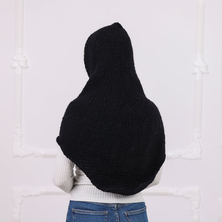 Soft Wool Balaclava with Chunky Knit Hood and Extended Shoulder Cape Coverage Т2086