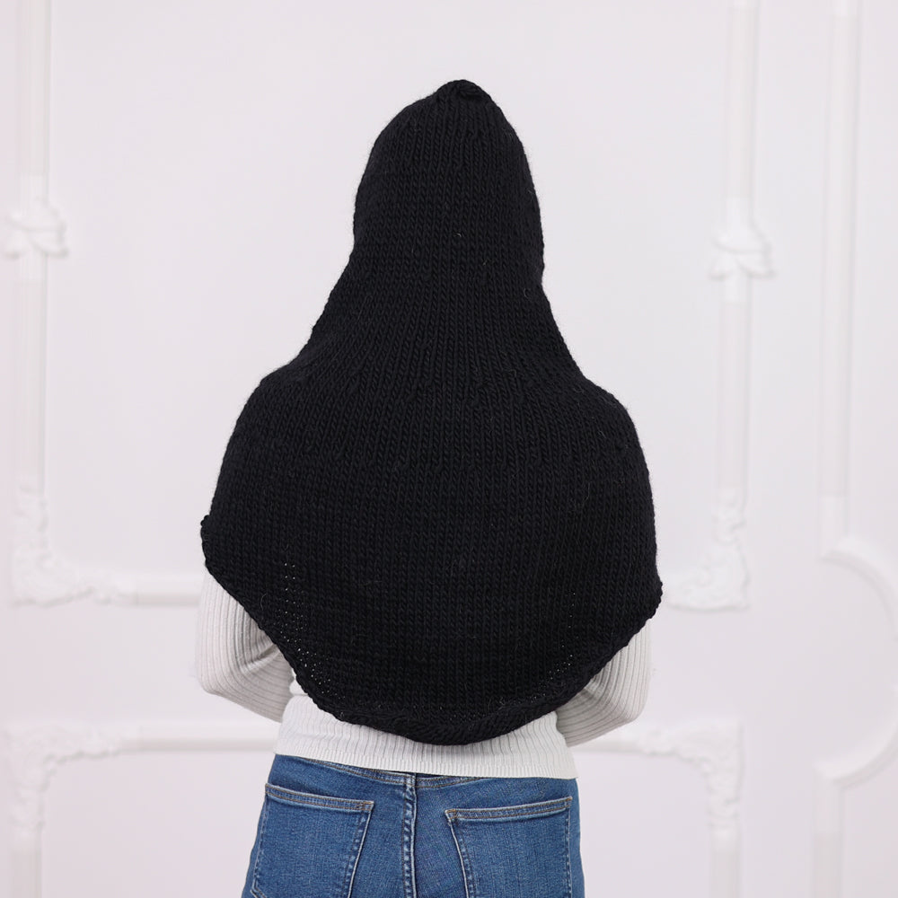 Soft Wool Balaclava with Chunky Knit Hood and Extended Shoulder Cape Coverage Т2086