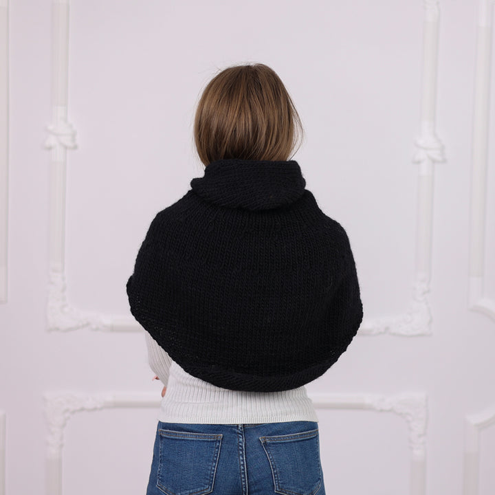 Soft Wool Balaclava with Chunky Knit Hood and Extended Shoulder Cape Coverage Т2086
