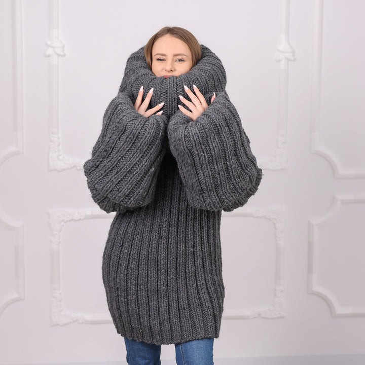 30-Strand Chunky Wool Sweater – Hand-Knitted Oversized Pullover in 100% Soft Wool T1304 (Copy)