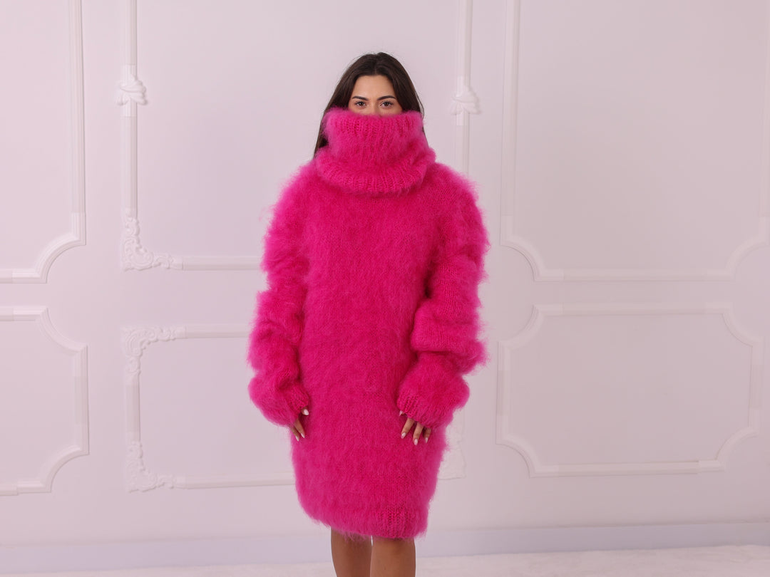 Pink French Kid Mohair Sweater Dress T2322