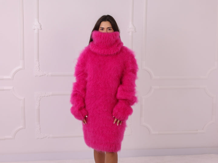 Pink French Kid Mohair Sweater Dress T2322