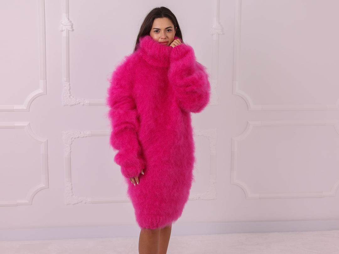 Pink French Kid Mohair Sweater Dress T2322