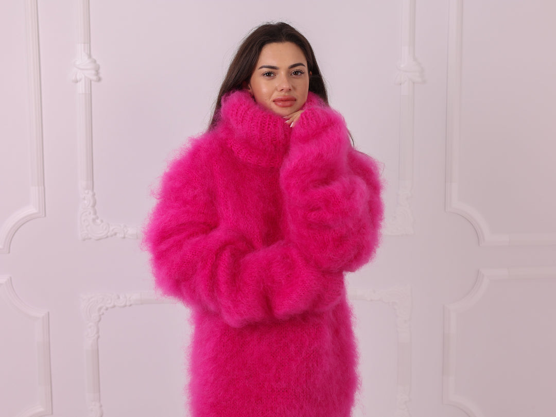 Pink French Kid Mohair Sweater Dress T2322