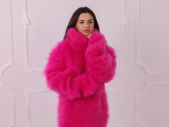 Pink French Kid Mohair Sweater Dress T2322