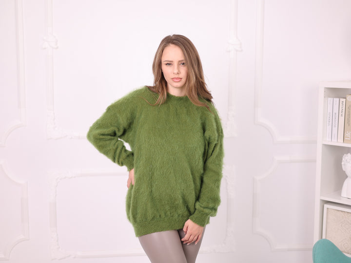 Ready to ship green Superkid Mohair oversized crewneck sweater 5XL T2377R full front fit
