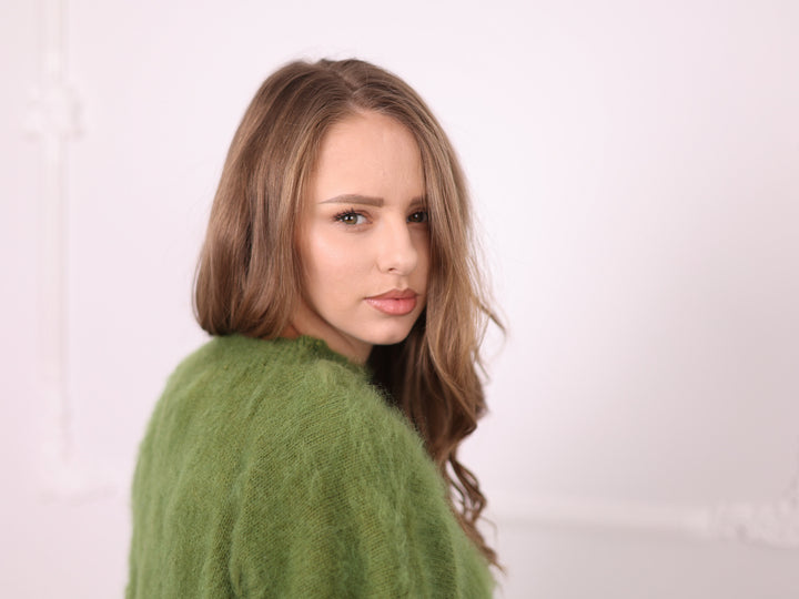 Ready to ship green Superkid Mohair oversized sweater 5XL T2377R studio detail view
