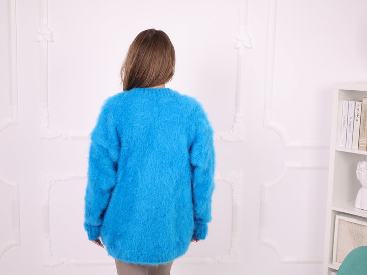 Blue oversized Kid Mohair sweater T2378 back view