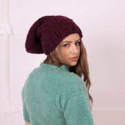 Burgundy 100% Wool Slouchy Balaclava T2386