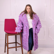 Lilac Wool Alpaca Extra Chunky Maxi Cardigan T2390