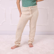 Cream 1-Strand Raw Wool Knit Pants T2394