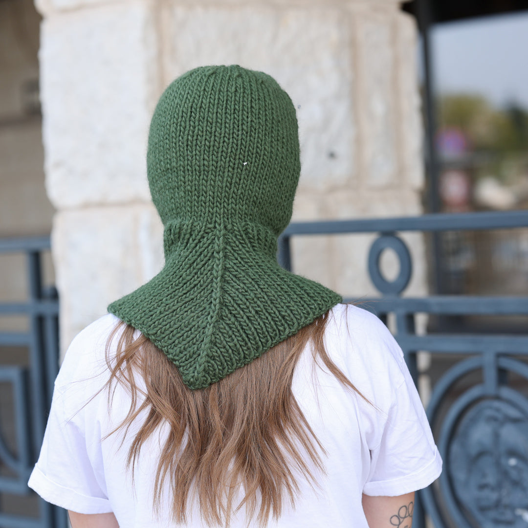 Green handmade 100% soft wool balaclava T2428 photo 3