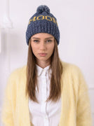 Custom Cotton Wool Beanie, Personalized Pom Pom Knit Hat T2303