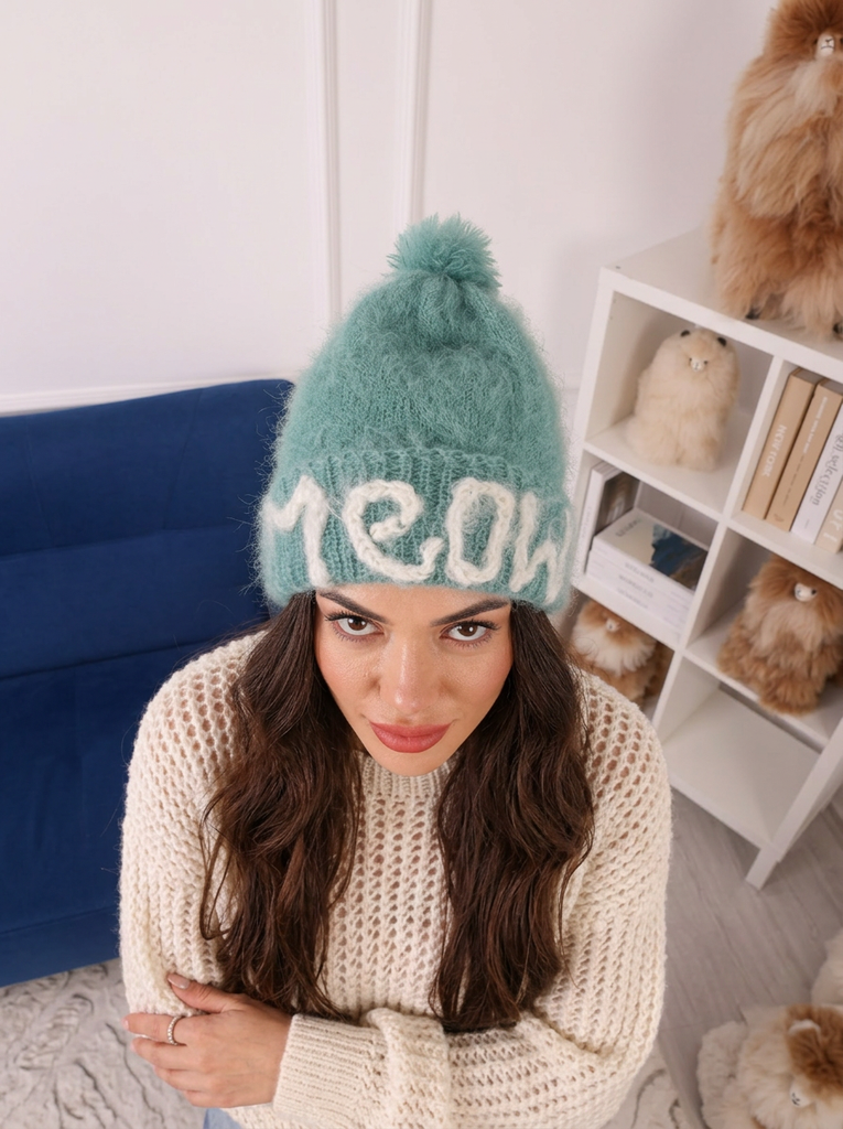 帽子 Maison Kinema Cotton mohair room knitcap Tiffy Mohair Personalized Kid Mohair Pom Pom Hat T2312