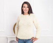 Pull 100 % Alpaga, Tricoté Main, Gros, Doux, en Laine d'Alpaga Extra Fine T859