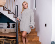 Pull col rond 100% Alpaga, maille anglaise, tricoté main 2kg extra épais, T862