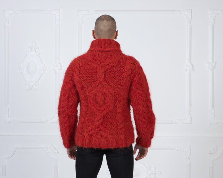 Super Soft Suri Alpaca Sweater – 6-Strand Chunky Hand-Knitted Pullover T991M