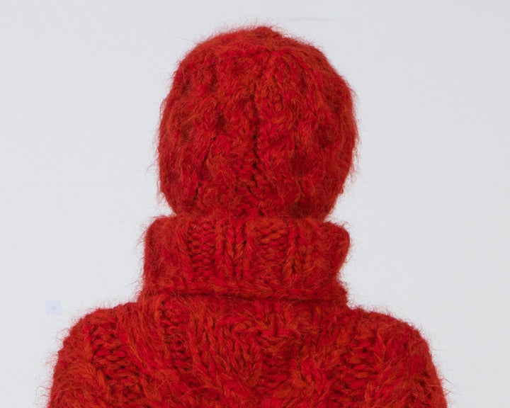 4 Strands Suri Alpaca Hat – Cable Knit Beanie, Extra Fluffy Slouchy Hat T1005