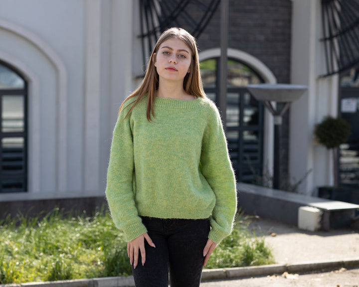 Hand-Knitted Alpaca Merino Wool Sweater, Fluffy Fuzzy Jumper T1043