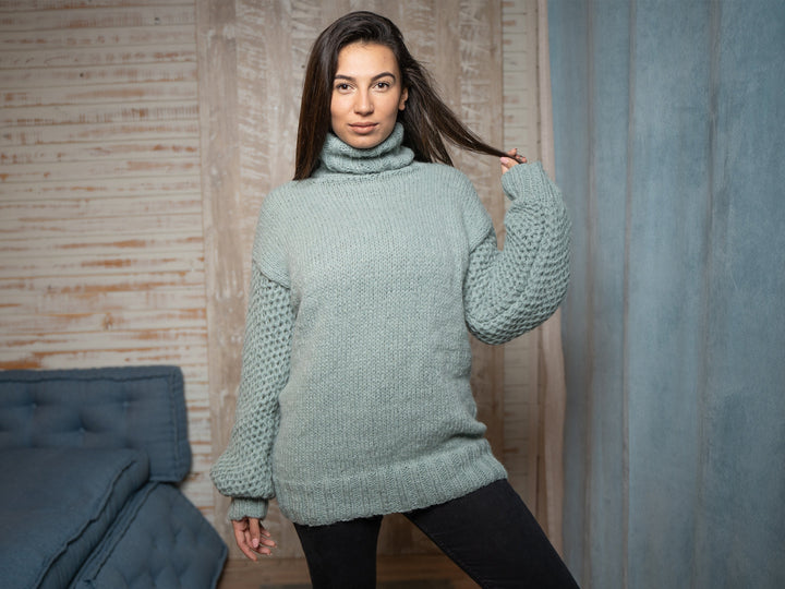 One available in size 2XL, 8 strands of Extra soft Baby Alpaca sweater T1132