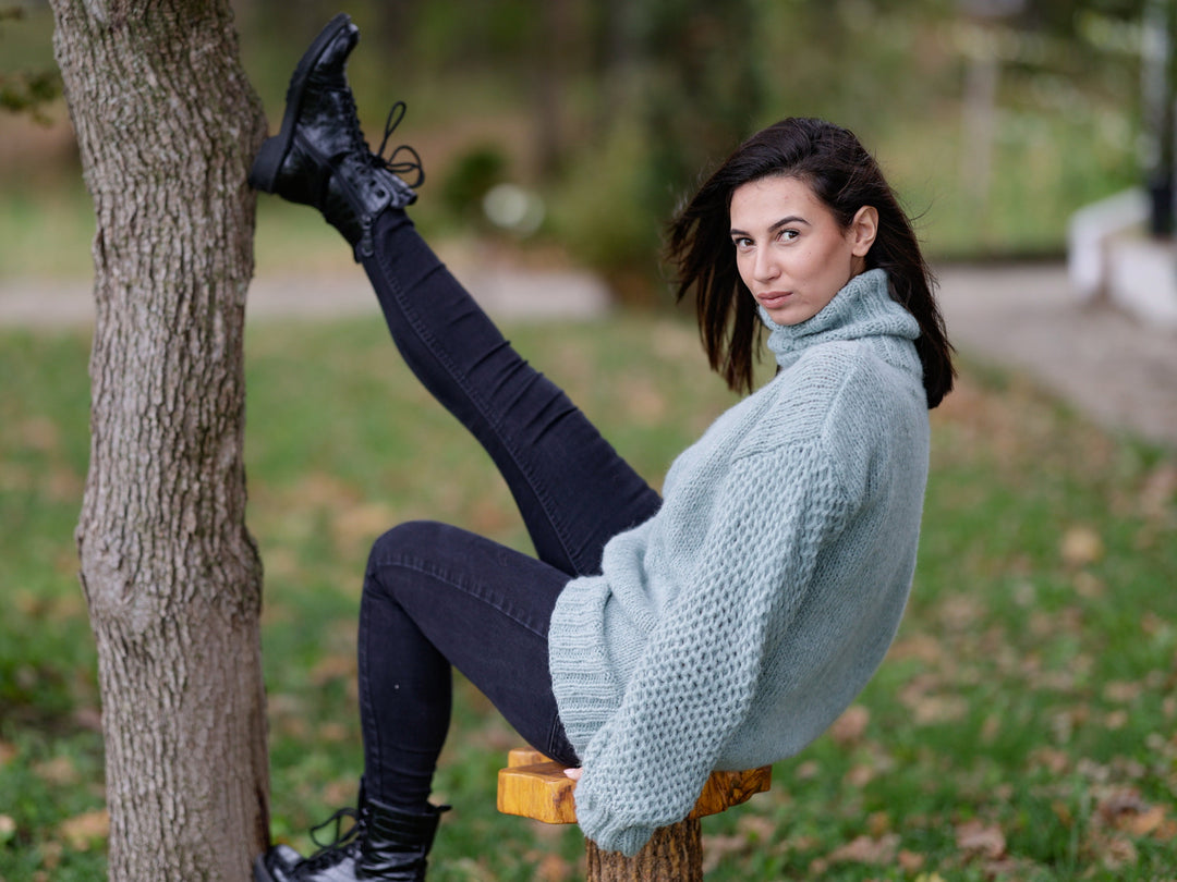 One available in size 2XL, 8 strands of Extra soft Baby Alpaca sweater T1132