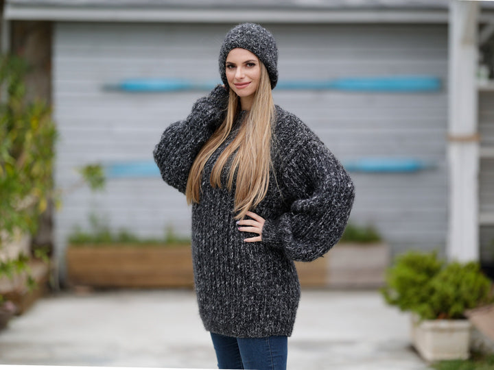12-Strand Alpaca, Mohair and Merino Wool Sweater, Hand Knitted Extra Soft Jumper T1135