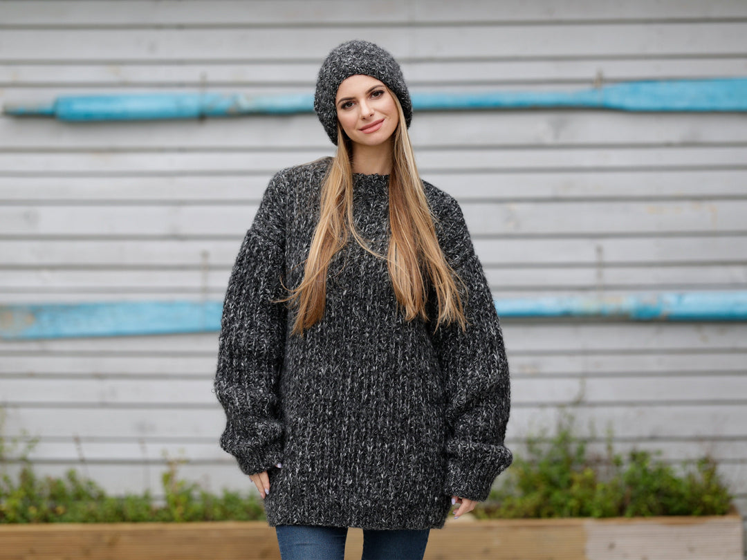12-Strand Alpaca, Mohair and Merino Wool Sweater, Hand Knitted Extra Soft Jumper T1135
