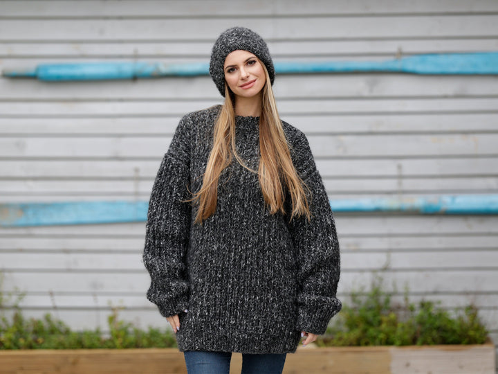 12-Strand Alpaca, Mohair and Merino Wool Sweater, Hand Knitted Extra Soft Jumper T1135