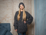 Pull 12 brins en alpaga, mohair et laine mérinos, tricoté à la main, extra doux T1135