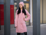 Robe pull en laine mérinos Baby Alpaga, Robe longue chaude et douce tricotée à la main T1187