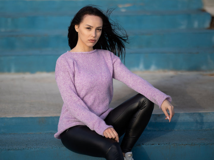 One available in size M , Purple Alpaca superfine and merino wool mix  sweater T1181