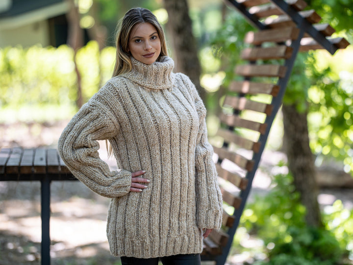 14-Strand Baby Alpaca and Merino Wool Sweater, Hand Knitted Extra Soft Jumper T1206