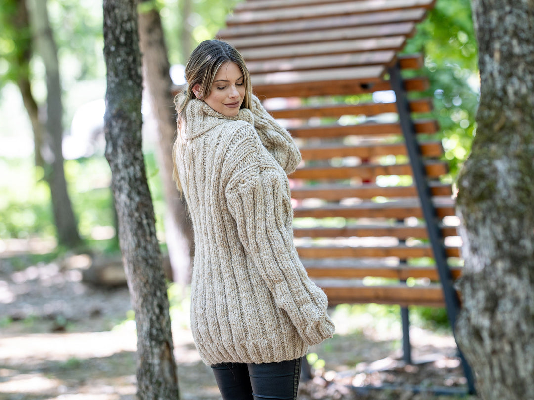 14-Strand Baby Alpaca and Merino Wool Sweater, Hand Knitted  Jumper T1205