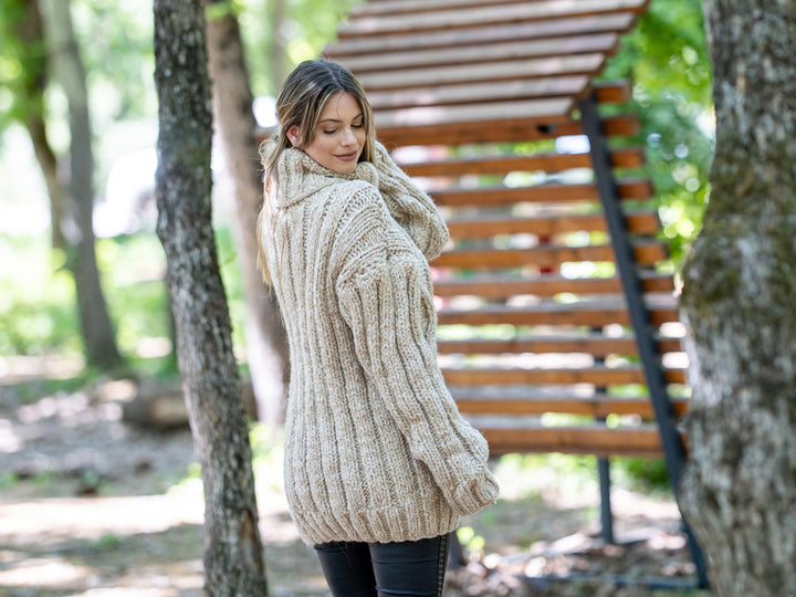 14-Strand Baby Alpaca and Merino Wool Sweater, Hand Knitted  Jumper T1205