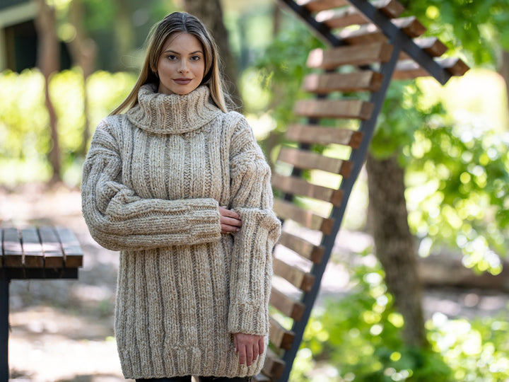 14-Strand Baby Alpaca and Merino Wool Sweater, Hand Knitted Extra Soft Jumper T1206