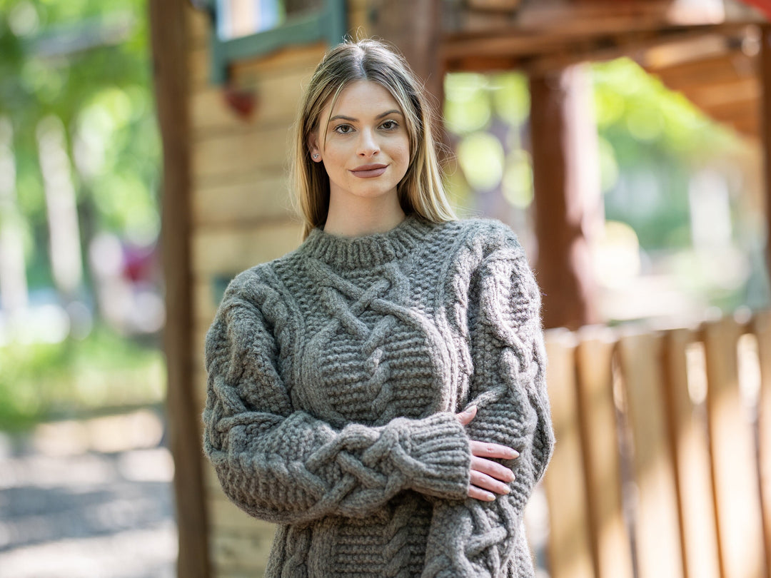 12-Strand Yak Wool Sweater, Hand Knitted Chunky Soft Warm Pullover, Fluffy Winter Jumper T1207