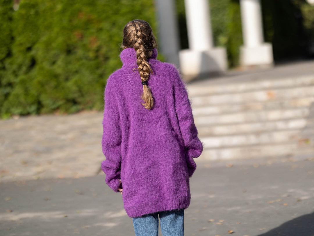 Superfine Alpaca Merino Sweater, Extra Soft Purple Jumper T1276