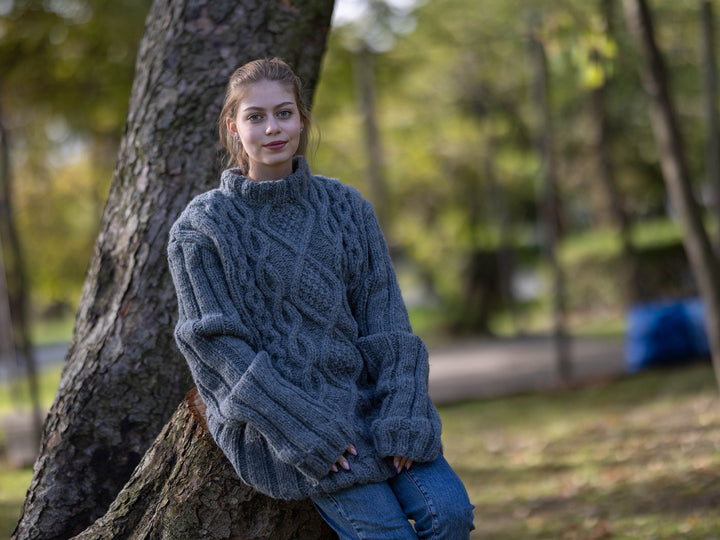 12-Strand Yak Wool Sweater, Hand Knitted Chunky Soft Warm Pullover, Fluffy Winter Jumper T1284