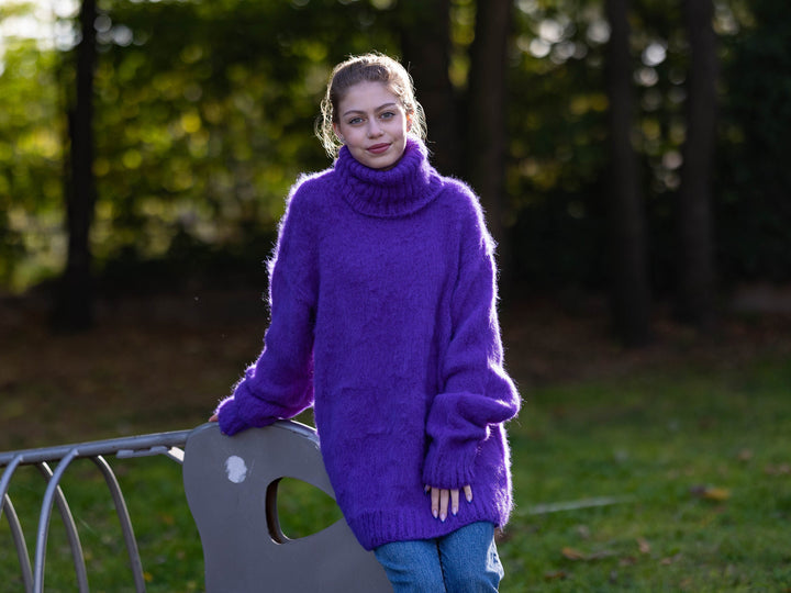 8-Strand Superfine Alpaca and Merino Wool Sweater, Hand Knitted Extra Soft Jumper T1275