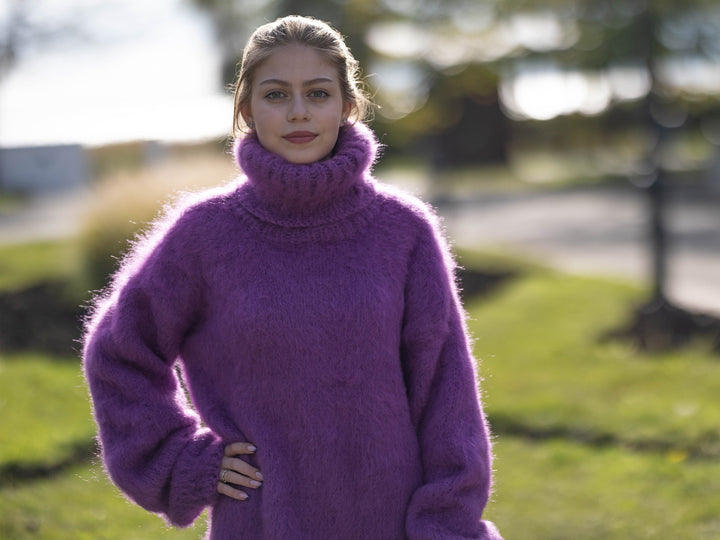 Superfine Alpaca Merino Sweater, Extra Soft Purple Jumper T1276