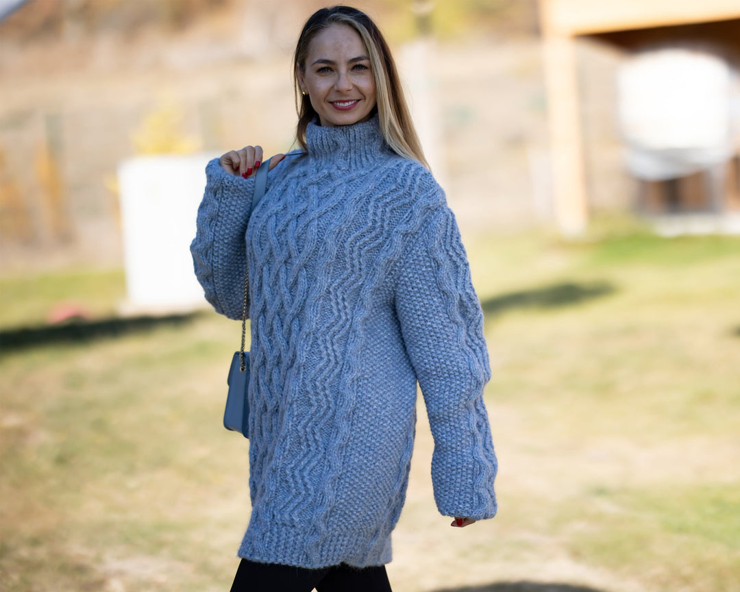 One available in size 4XL , Baby Alpaca Cable knit sweater  T1300