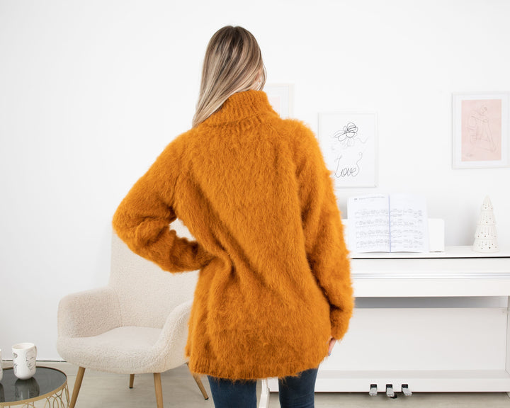 Hairy Suri Alpaca Sweater, Long Haired Soft Wool Pullover T1328