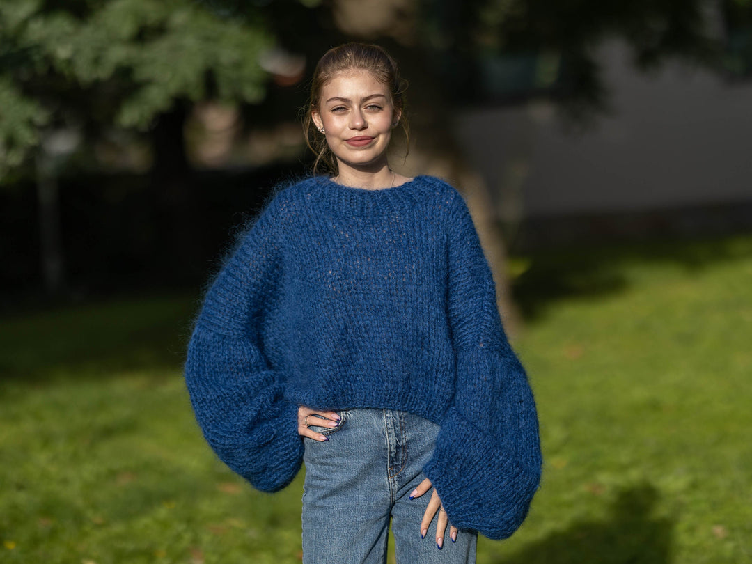 KNITTING PATTERN f - loose knit sweater easy to knit - soft mohair - digital download (PDF)