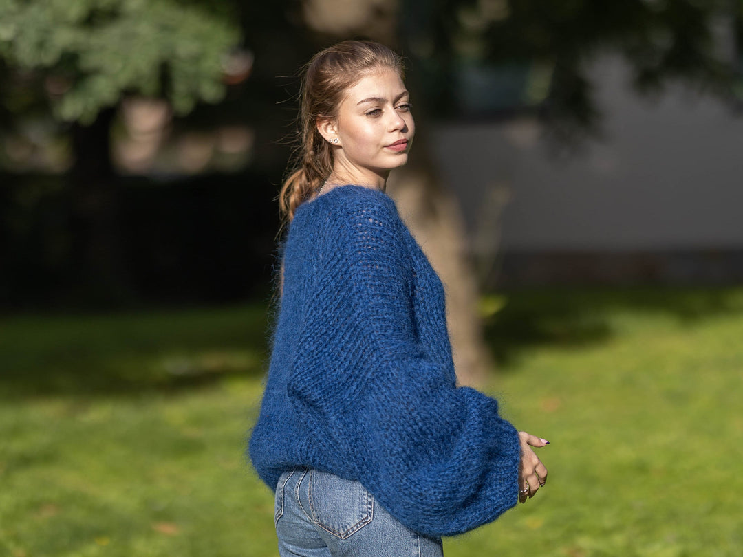 KNITTING PATTERN f - loose knit sweater easy to knit - soft mohair - digital download (PDF)