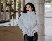 Pull en laine mérinos et alpaga bébé, tricoté main, extra doux, léger et chaud T1356