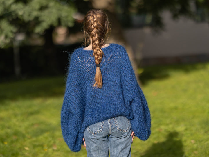 KNITTING PATTERN f - loose knit sweater easy to knit - soft mohair - digital download (PDF)