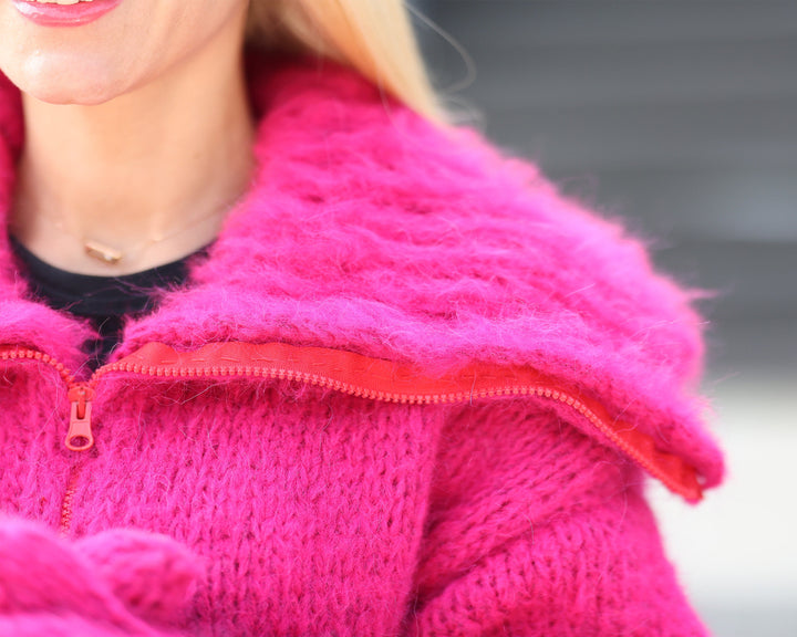 Hand-Knitted Pink Alpaca Catsuit – Fluffy Bodysuit with Mittens & Socks T1493