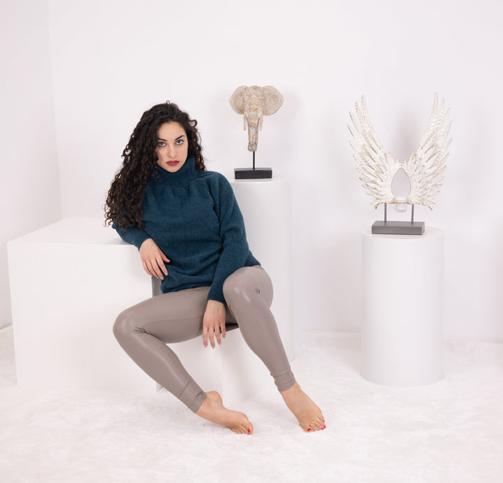 Hand-Knitted Yak & Merino Wool Sweater, Petrol Blue Knitwear T1577