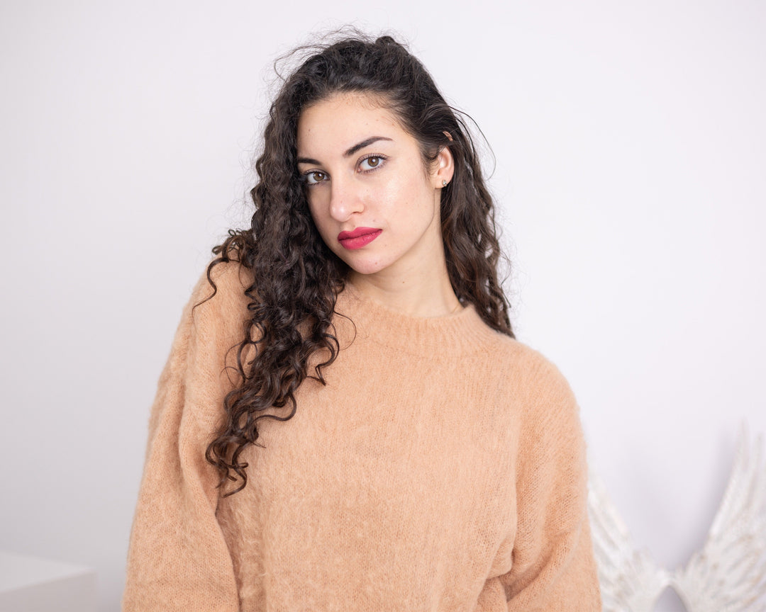 Alpaca Wool Sweater, Hand Knitted Soft Warm Pullover, Cozy Lightweight Winter Jumper T1561