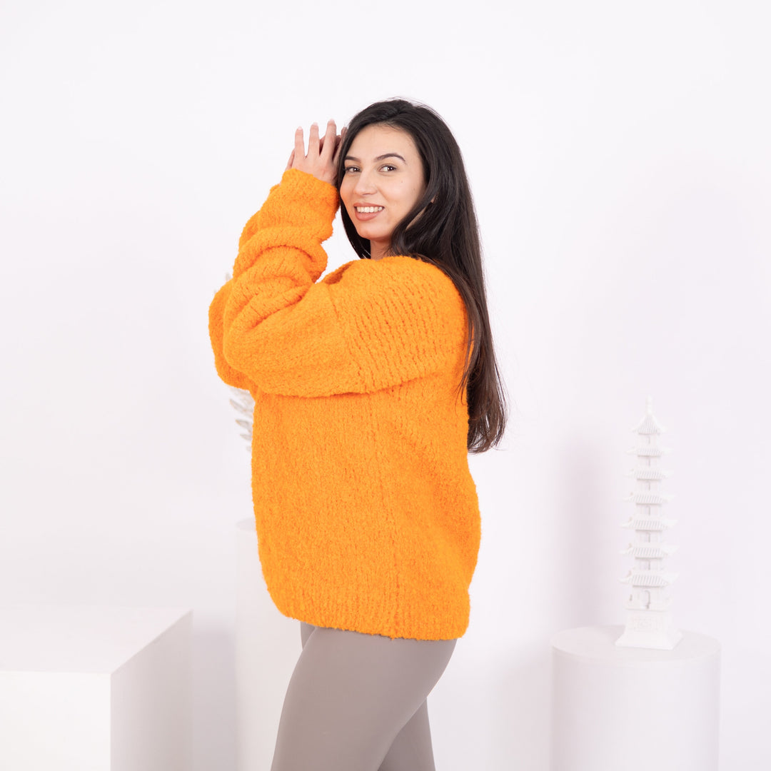 One available in size 3XL, Neon Orange Alpaca sweater ,  Crewneck jumper T1585